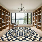 Navy Tan Nautical Rope Lattice Rug