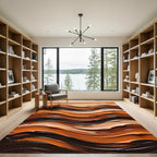 Abstract Earthy Swirls Wavy Texture Rug