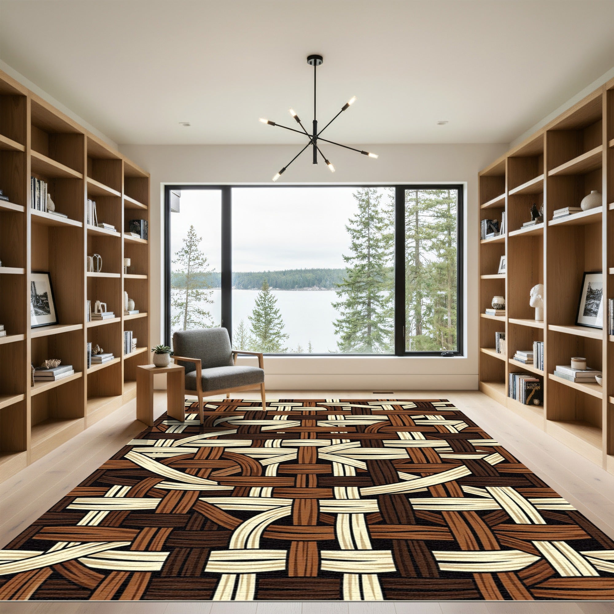Rich Woven Texture Brown Cream Rug