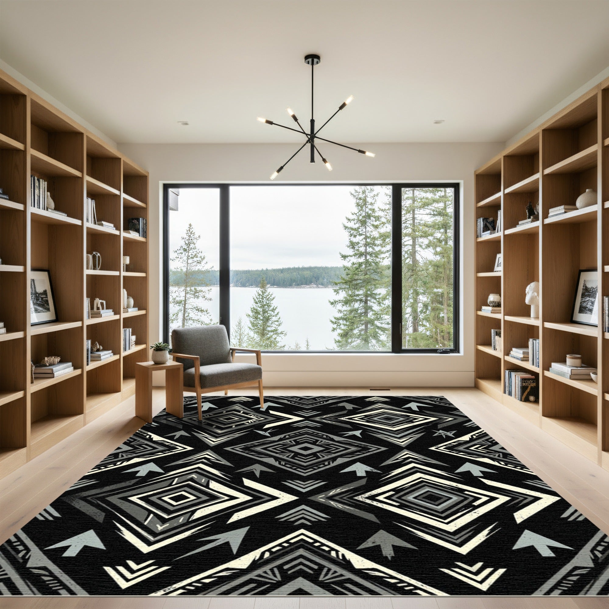 Monochromatic Geometric Arrow Diamond Rug