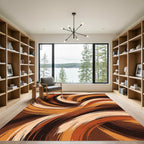 Abstract Earth Tone Swirling Curve Rug