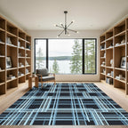 Architectural Sky Blue Grid Structural Rug