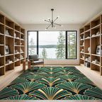 Emerald Green Art Deco Fan Rug