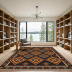 Geometric Ochre and Charcoal Diamond Art Rug