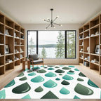 Teal and Gray Droplet Pattern Rug