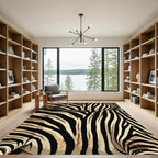 Bold Black Beige Zebra Stripes Rug
