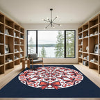 Coral Pink Flamingo Bow Mandala Rug
