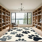 Playful Charcoal Paw Print Accent Rug