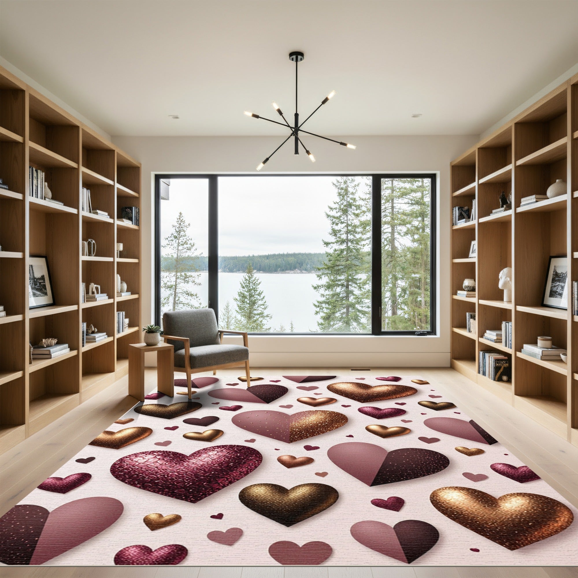 Metallic Rose Gold Heart Shower Rug
