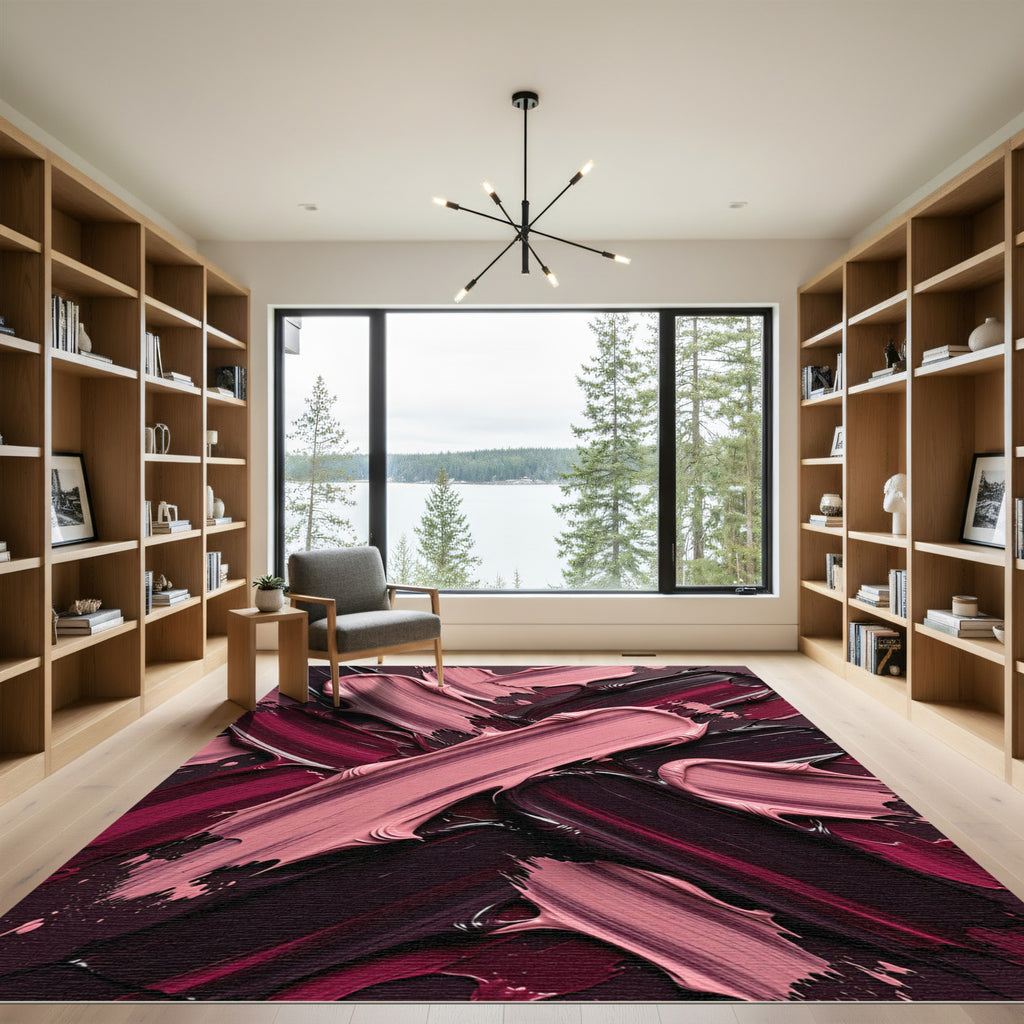 Berry Pink Swirl Strokes Rug