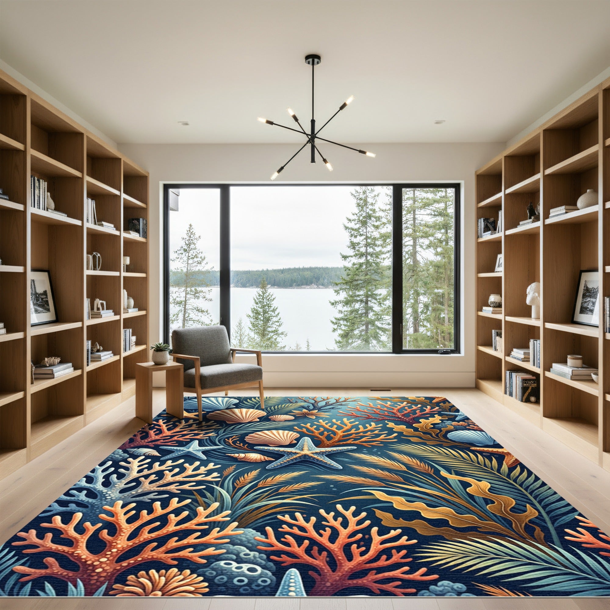 Undersea Coral Starfish Shell Garden Rug