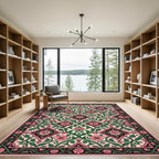 Pink Floral Vine Lattice Rug