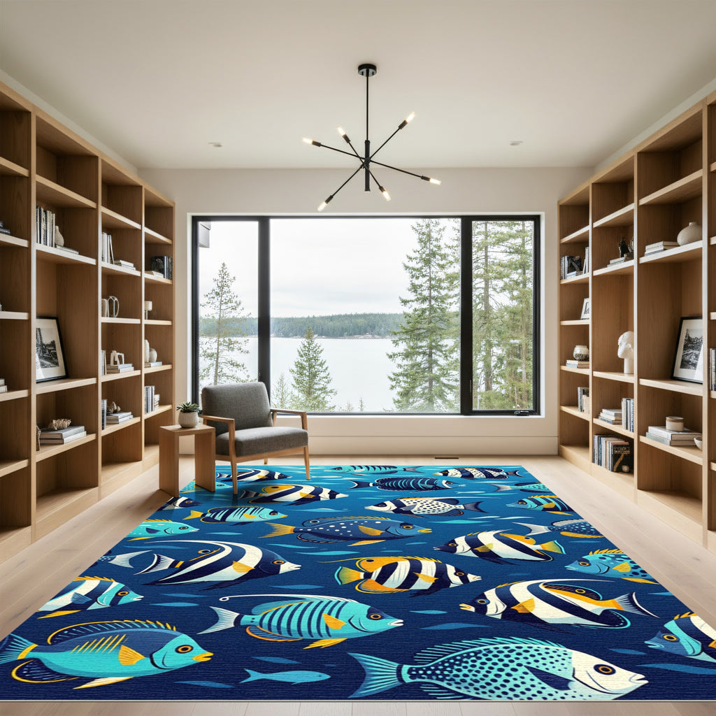 Aquatic Fish School Coral Reef Rug
