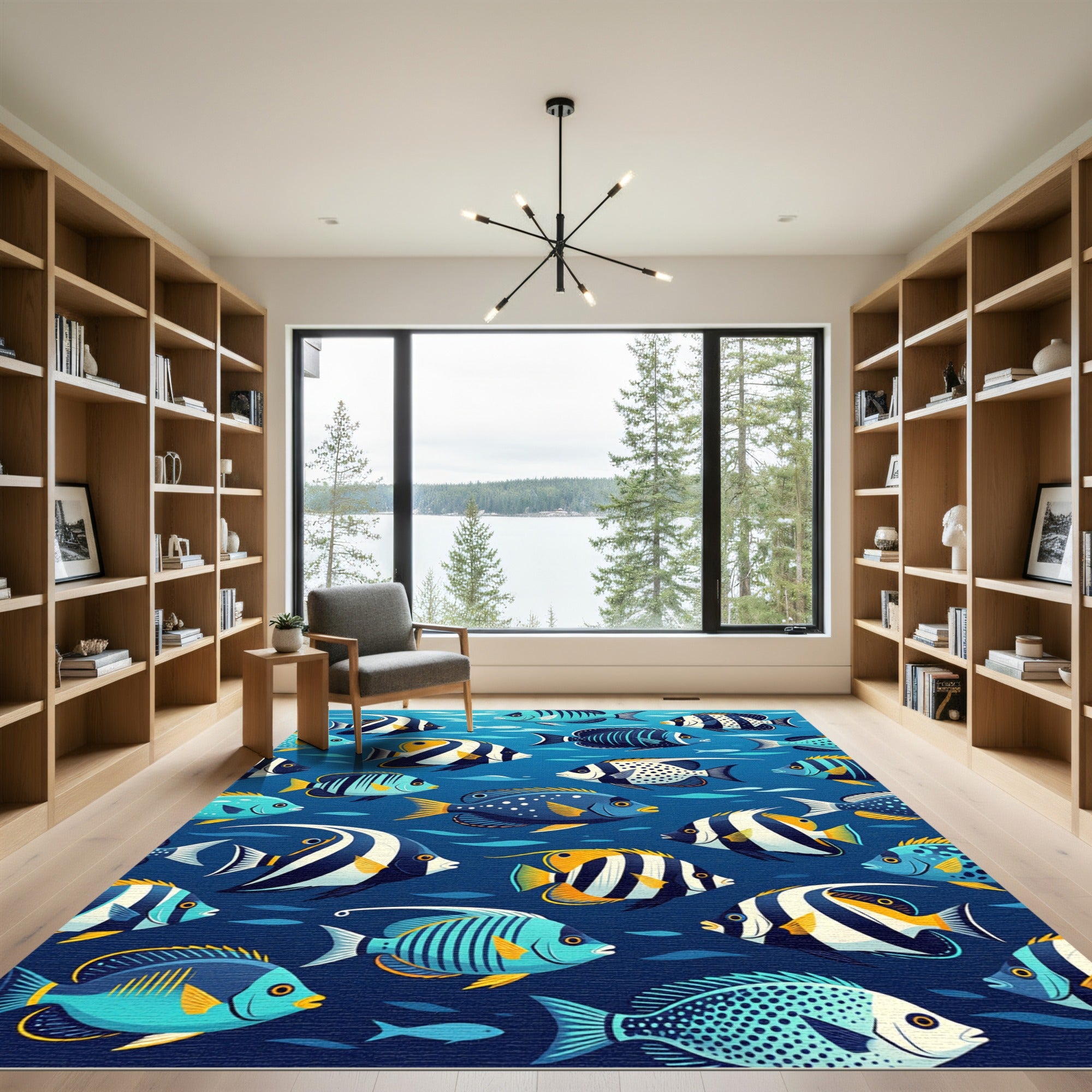 Aquatic Fish School Coral Reef Rug