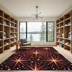 Red Gold Starburst Celestial Scatter Rug