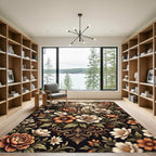 Ornate Bronze Floral Scrollwork Rug