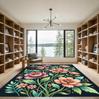 Elegant Pink Botanical Garden Art Rug