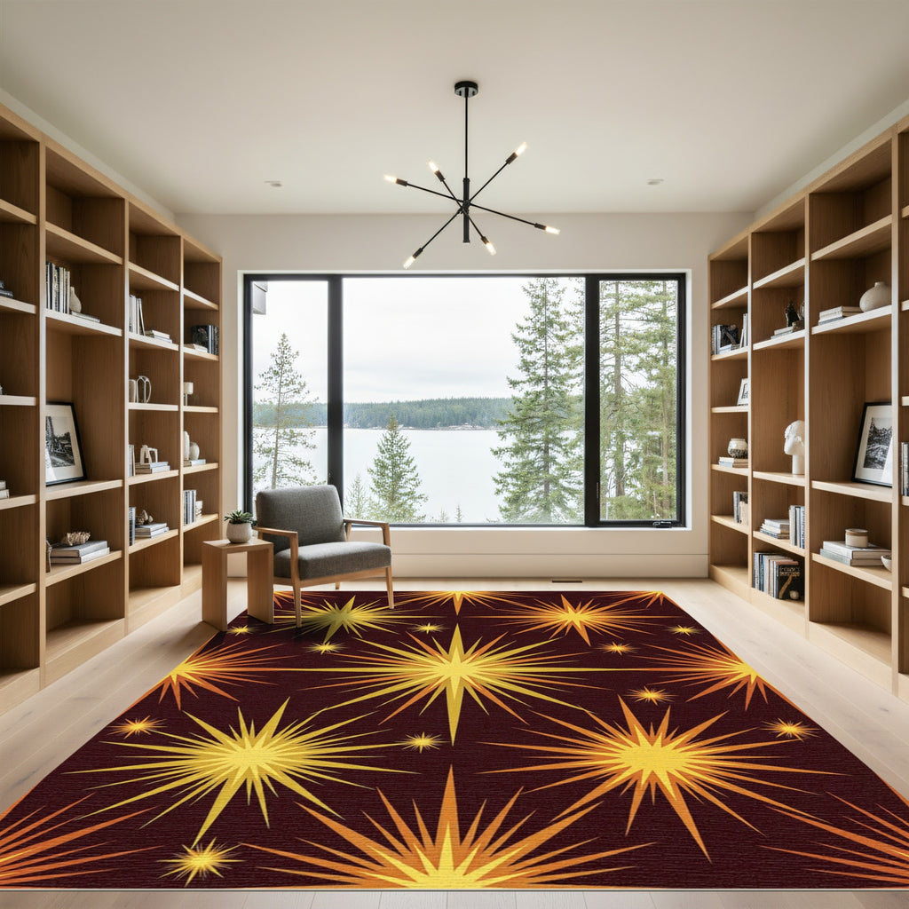 Golden Yellow Starburst Explosion Rug