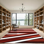 Bold Red White Horizontal Stripe Rug