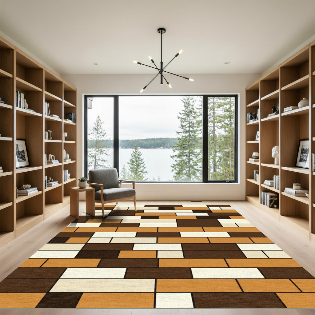 Earthy Tones Rectangular Composition Rug
