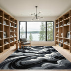 Monochrome Abstract Storm Swirl Rug