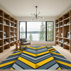 Modern Yellow And Gray Chevron Geometry Rug