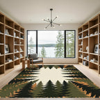 Forest Pine Needle Earthy Border Rug