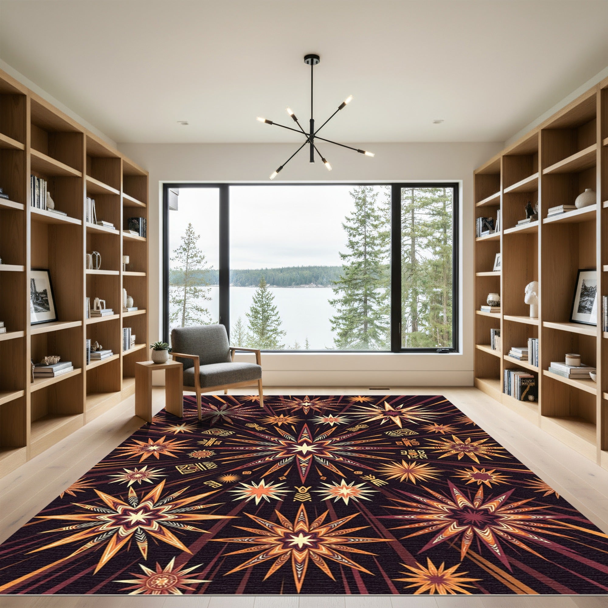 Celestial Radiance Amber Starry Sky Rug