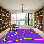 Retro Neon Swirl Abstract Shapes Rug