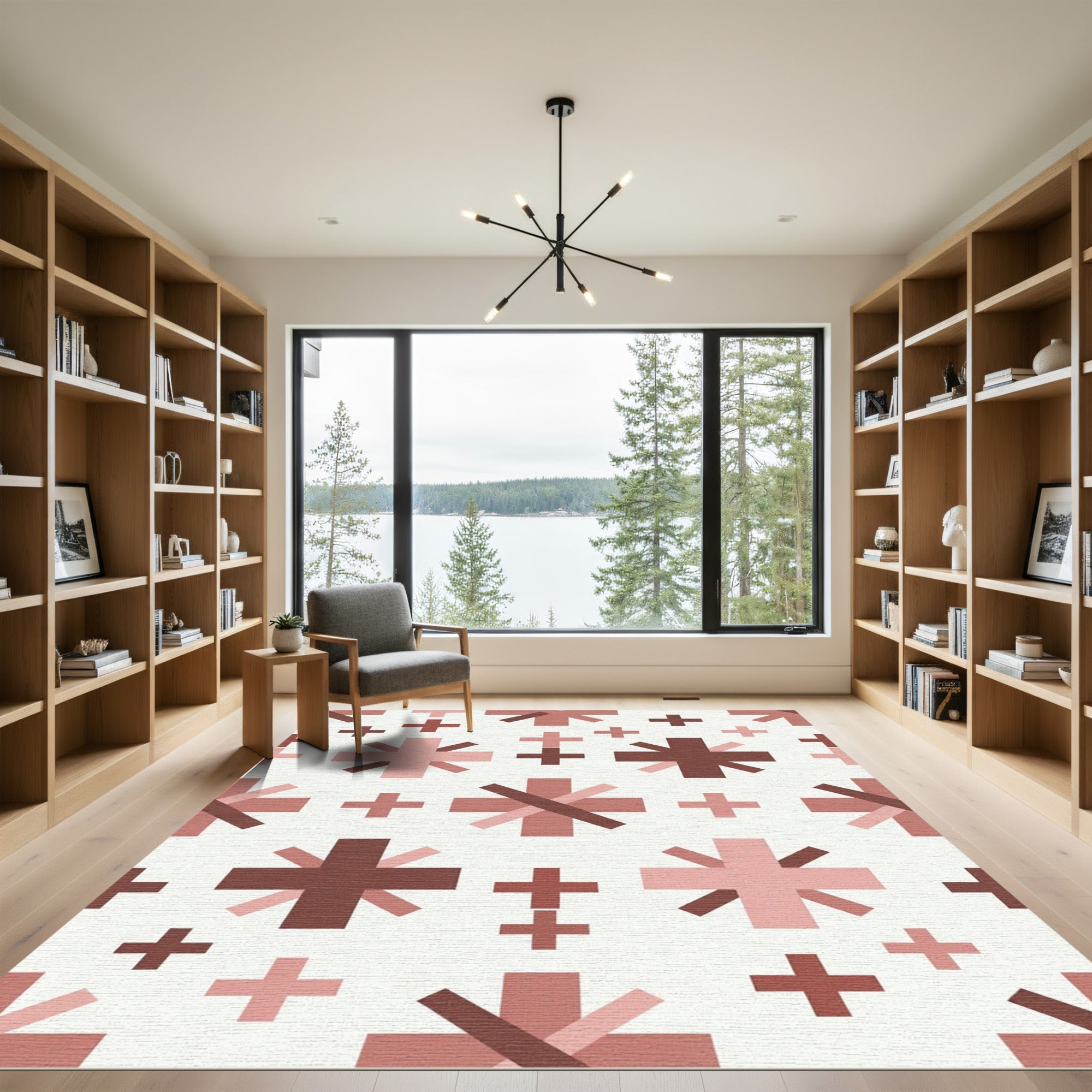 Contemporary Pink Cross Star Rug