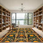 Golden Marigold Floral Arch Tapestry Rug