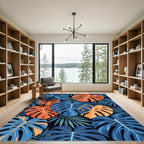 Abstract Tropical Monstera Leaf Duo Tone Rug