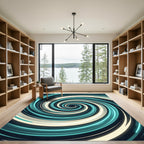 Luminous Teal and Cream Swirl Rug