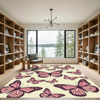 Pink Monarch Butterflies Scattered Composition Rug