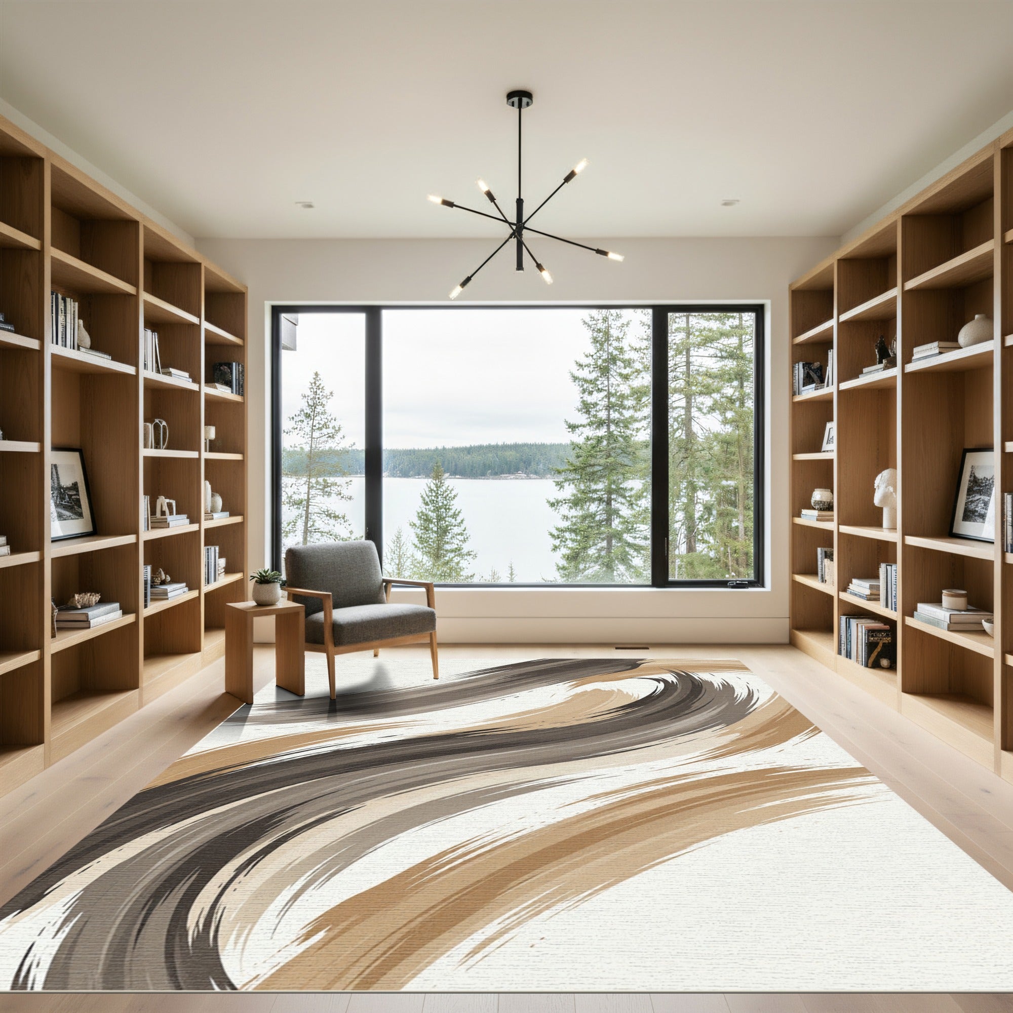 Abstract Earthy Tone Swirl Rug