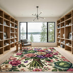 Romantic Pastel Rose and Cabbage Bouquet Rug