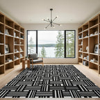 Black White Woven Stripe Rug