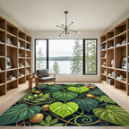 Lush Green Tropical Kiwi Vine Leaf Rug