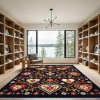 Crimson Ivory Folk Heart Floral Garden Rug