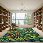 Vibrant Jungle Foliage Tropical Bird of Paradise Rug