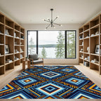 Bold Blue Diamond Geometric Rug