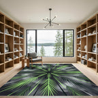 Lush Green Tropical Fern Starburst Rug