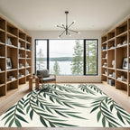 Dark Green Willow Leaf Branches Rug