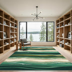 Emerald Green Abstract Ocean Waves Rug