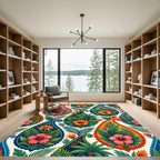 Vibrant Tropical Hibiscus Paisley Floral Rug