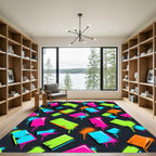 Vibrant Neon Graffiti Abstract Shape Rug