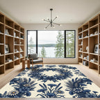 Blue Floral Wreath with Wheat Accents Rug
