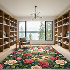 Romantic Crimson Cream Rose Trellis Rug