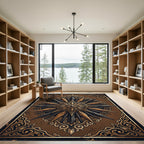Ornate Bronze Compass Star Medallion Rug