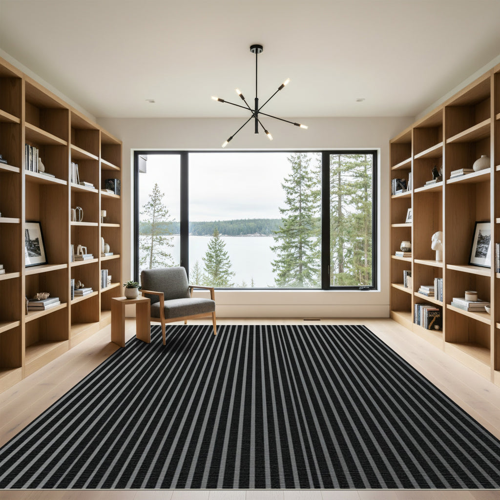 Monochromatic Vertical Stripe Statement Rug